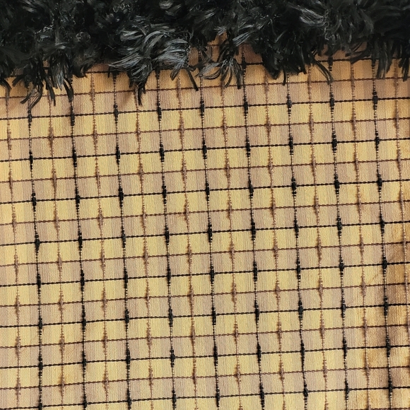 Medium Size Fabric Tote Bag with Black Fringed Trim  - Picture 7 of 8